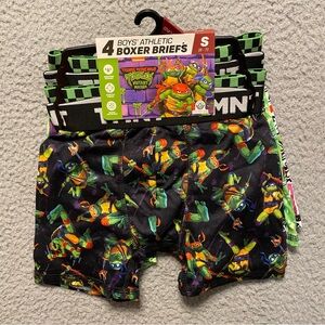 4 Pack Nickelodeon TMNT: Mutant Mayhem Boy’s Athletic Boxer Briefs Small (6-7)